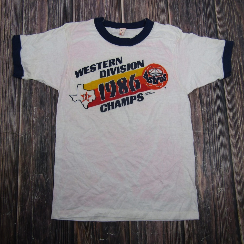 Vintage Screen Stars Houston Astros 1986 Shirt Mens M White Western Champ Ringer
